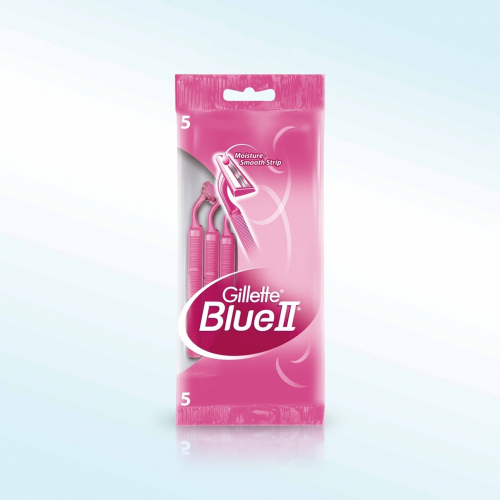 станок для бритья одноразовый для женщин жиллетт blue-ii women с двумя лезвиями, 5 шт.