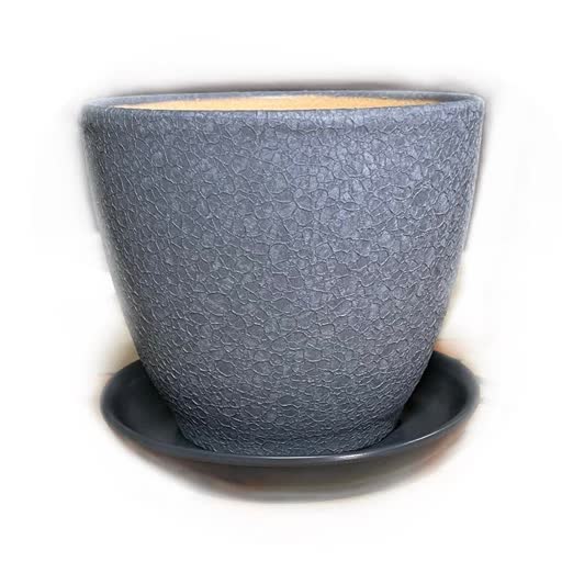 Кашпо Шелк серый v 1,0 л с подд. керам глазур. ф тюльпан h 13 см d 15 см