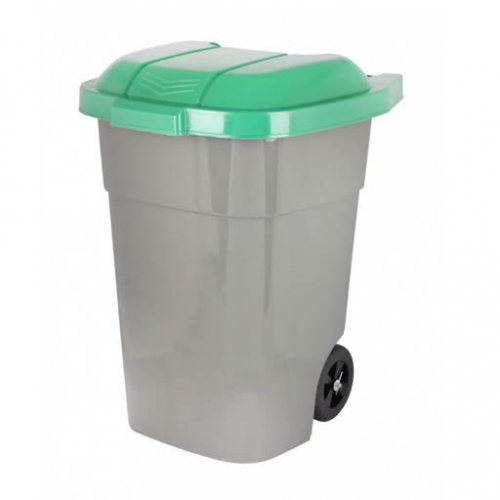 Бак для мусора 65л. на колёсах (черно-зеленый)