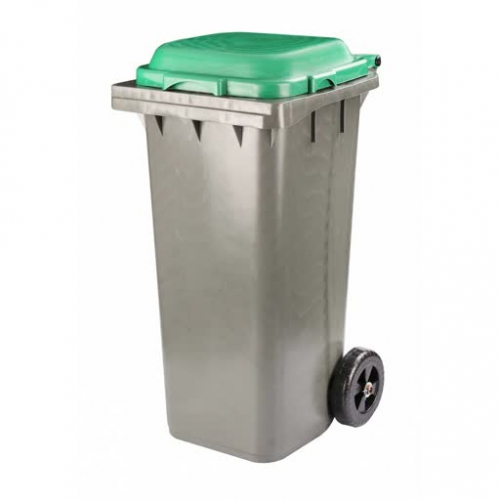 Бак для мусора 120л. на колёсах (черно-зелёный)