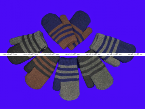 Детские варежки зимние двойные внутри с начесом мальчикам арт. 0112 (0121)