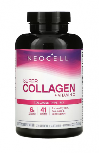 NeoCell, Super Collagen + C, добавка с коллагеном и витамином C, 250 таблеток