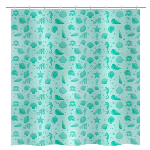 Штора для ванной «Ракушки», 180×180 см, полиэтилен, цвет зелёный