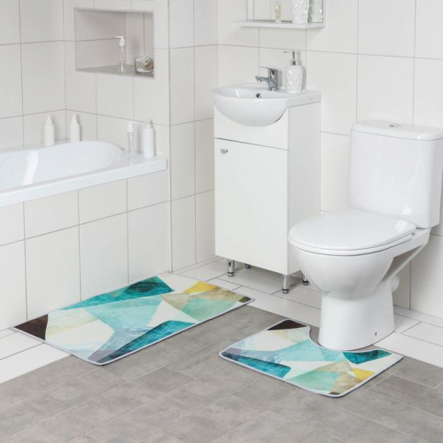 Набор ковриков для ванной и туалета Доляна «Эмоции», 2 шт: 50×80, 50×40 см