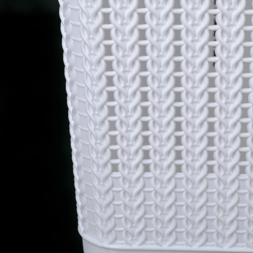 Корзина бельевая с крышкой «Вязаное плетение», 25 л, 37×27,5×46,5 см, цвет белый