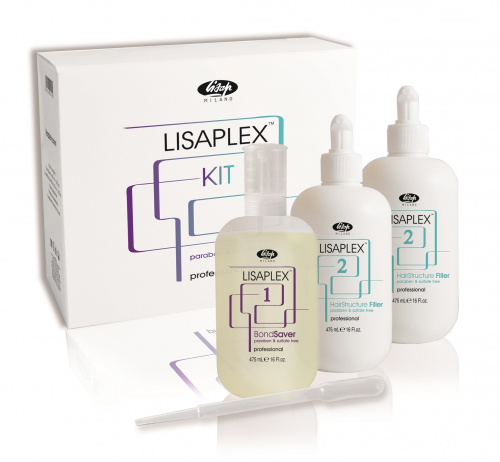 Набор Lisaplex Professional Kit в т.ч.:- FASE 1 Lisaplex BondSaver – Экранирующая жидкость – 1 шт.- FASE 2 Lisaplex Hair Structure Filler – Жидкий крем для восстановления волос после процесса обечцвечивания – 2 шт.