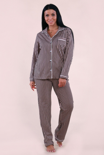 Пижамный костюм с брюками - Классика - 907 - бежевый