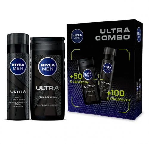 Набор подарочный NIVEA MEN ULTRA 2 предмета (Гель д/душа 250мл +Пена д/бритья 200 мл) в коробке