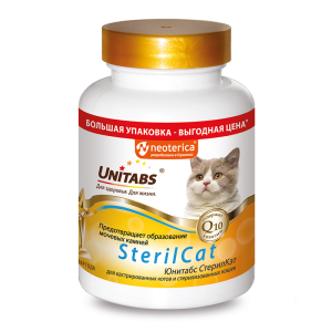 Unitabs SterilCat с Q10 для Кастрированных котов и Стерилизованных кошек 200 таб.