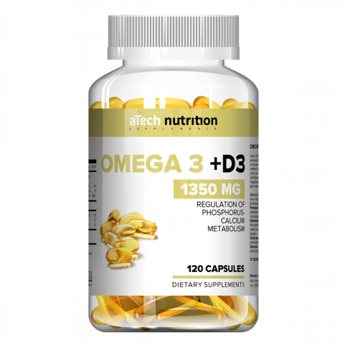 Омега3 /OMEGA3 + VITAMIN D3 1350 мг, 120 капсулaTech Nutrition, (МЖК