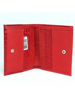 Портмоне женское Croco-ПР-914 натуральная кожа 2 отд, 5 карм, алый флотер/красный крок (128/203) 236248