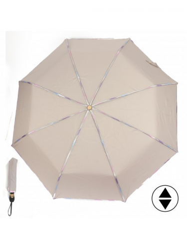 Зонт женский ТриСлона-L 3807 B, R=58см, суперавт; 8спиц, 3слож, полиэстер, бежевый 228764