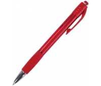 Ручка шариковая автоматическая с грипом BRAUBERG SUPER, СИНЯЯ, корпус красный, узел 0,7 мм, линия письма 0,35 мм, 143371