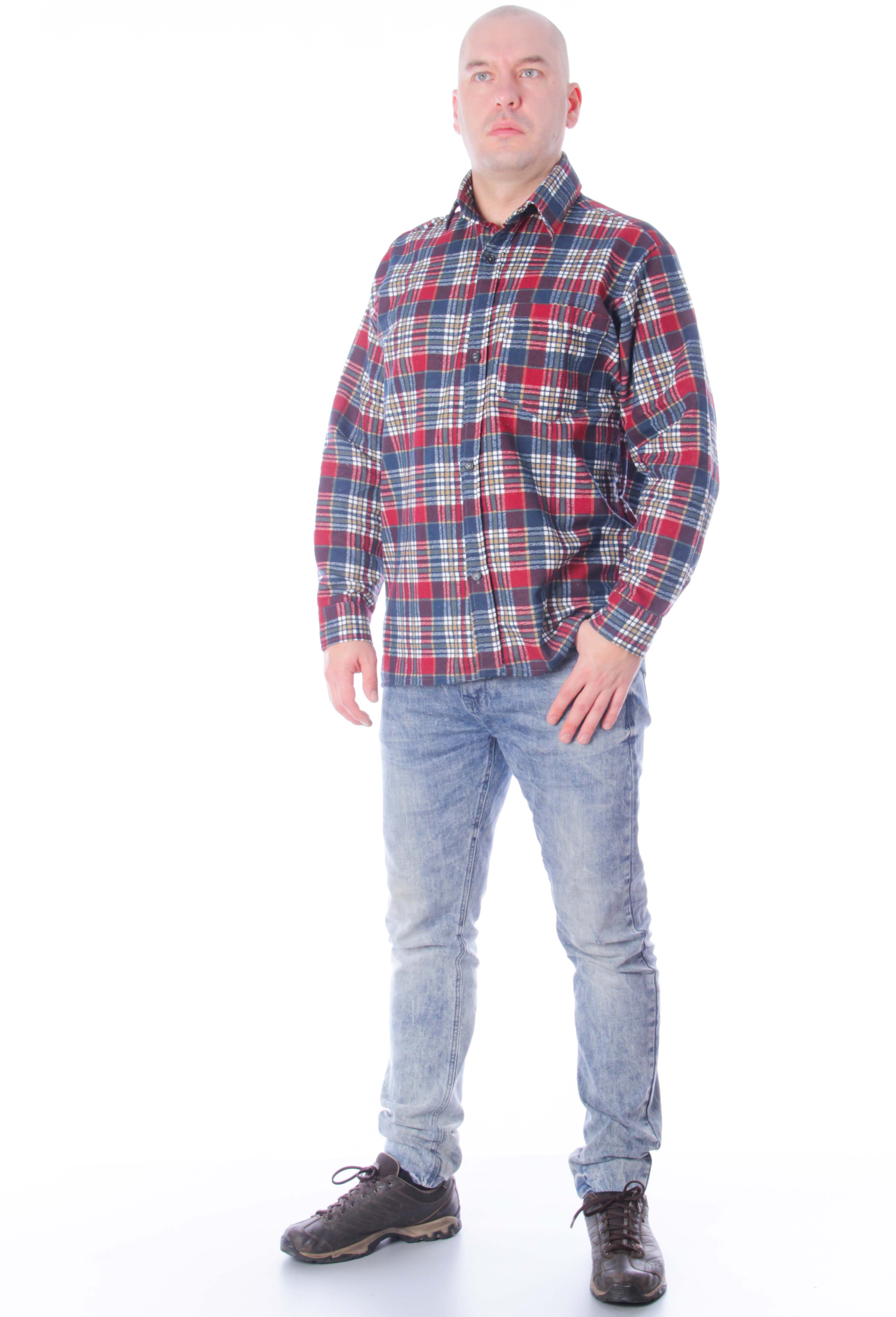 Рубашка мужская 001, фланель (цвета в ассортименте)