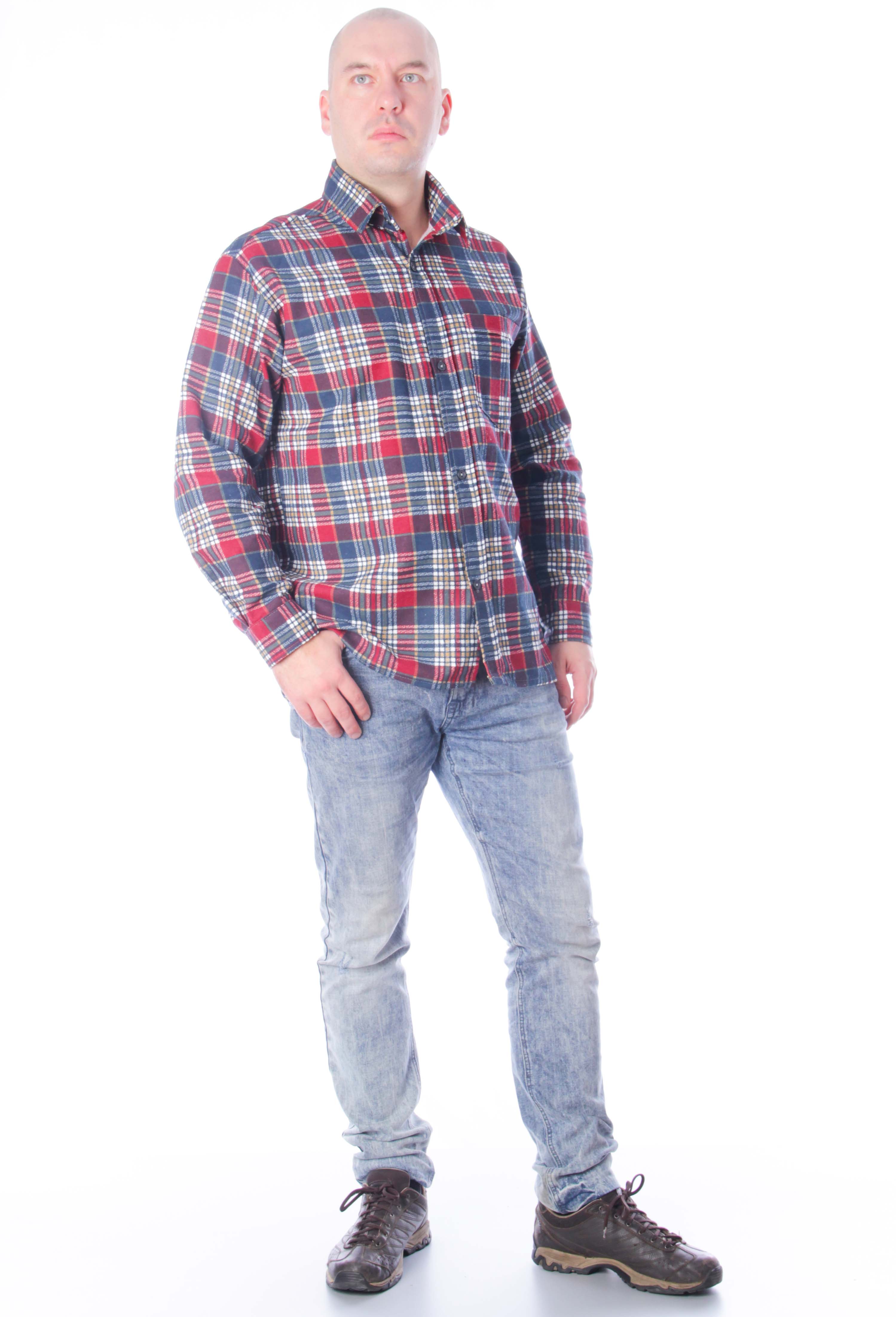 Рубашка мужская 001, фланель (цвета в ассортименте)