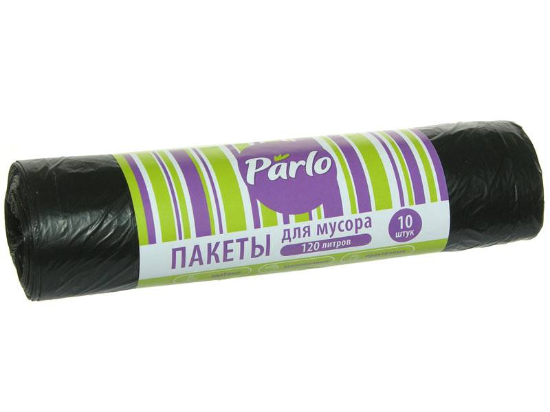 Мешки для мусора 120л 10шт 10мкм черные PARLO