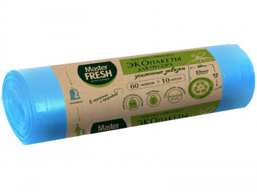 Мешки для мусора 60л 10шт 23мкм ЭКО 70% RECYCLING с усиленными ...