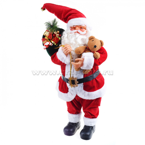 Сувенирный Дедушка Мороз с мешком подарков, 60см в пакете