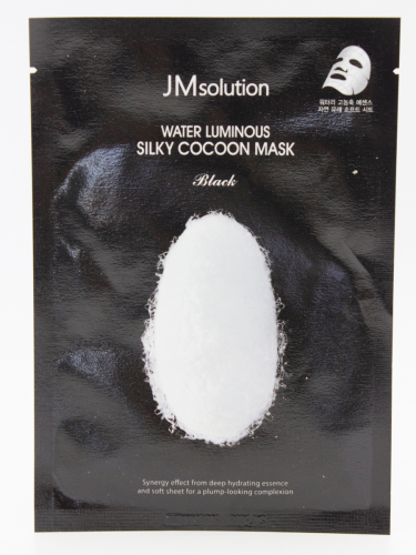 JMSOLUTION - МАСКА ТКАНЕВАЯ ДЛЯ ЛИЦА ДЛЯ УПРУГОСТИ КОЖИ С ПРОТЕИНАМИ ШЕЛКА WATER LUMINOUS SILKY COCOON MASK BLACK, 35 МЛ