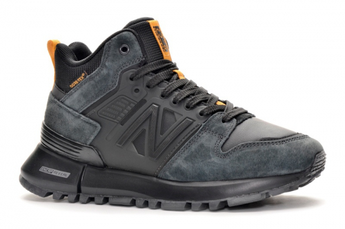Sport + NB DB5155-2 Кроссовки чер-сер кожа+замша, иск мех