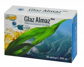 Glaz Almaz DUO. Биокомплекс для зрения с разделенными формулами, направленный на причину нарушения зрительного центра, и сопутствующие нарушения при денатурации белка хрусталика (катаракта) и систематическом нарушении внутриглазного давления
