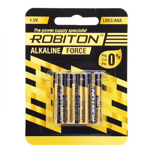 Батарейка алкалиновая ROBITON FORCE LR03 BL4