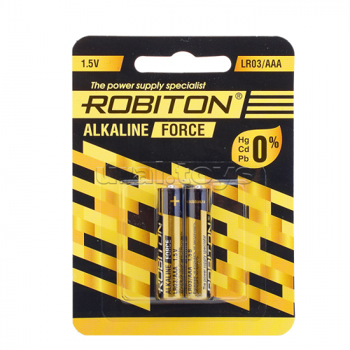 Батарейка алкалиновая ROBITON FORCE LR03 BL2