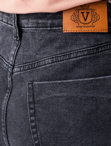 Ст.цена 2190 руб. Плотно прилегающие джинсы mom-fit из эластичного денима._серо-синий