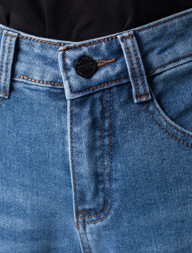 Ст.цена 2190 руб. Прямые укороченные джинсы с разрезами_синий