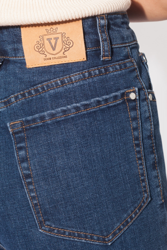 Ст.цена 2250 руб. Свободные укороченные джинсы из супер эластичного денима_темно-синий