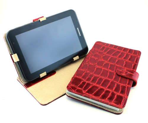 Чехол кожаный для iPad (красный крокодил), распродажа