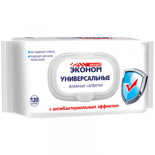 Салфетки влажные Эконом Smart, 120шт., антибактериальные, 30648, 302213