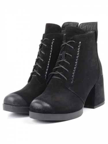04-XR179-1 BLACK Ботинки зимние женские (натуральная замша, натуральный мех) размер 34