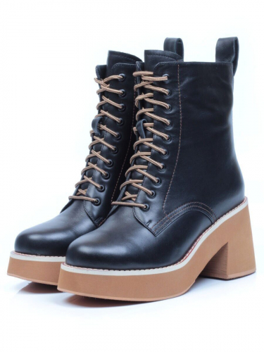 04-DMD-M7079 BLACK Ботинки зимние женские (натуральная кожа, натуральный мех) размер 37