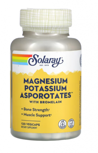 Solaray, Magnesium Potassium Asporotates, аспартат магния и калия, 120 растительных капсул