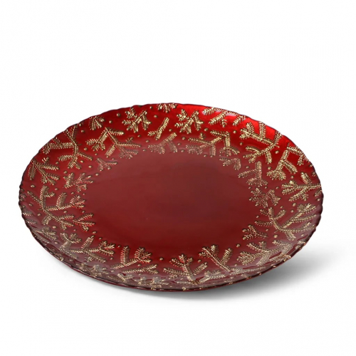13975 FISSMAN Блюдо New Year red 33х2 см, цвет красный (стекло)