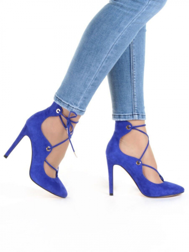 06-V-238 BLUE Туфли женские (натуральная замша)