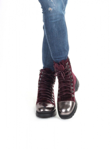 04-XT395-201-4M WINE RED Ботинки женские (натуральная замша, натуральный мех)