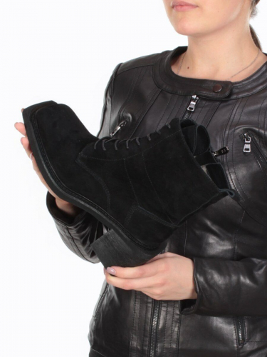 04-E21W-2B BLACK Ботинки зимние женские (натуральная замша, натуральный мех)