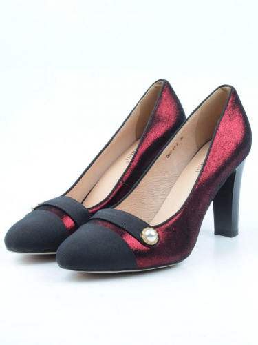 06-D607-81-2 BLACK/RED Туфли женские (натуральная кожа)