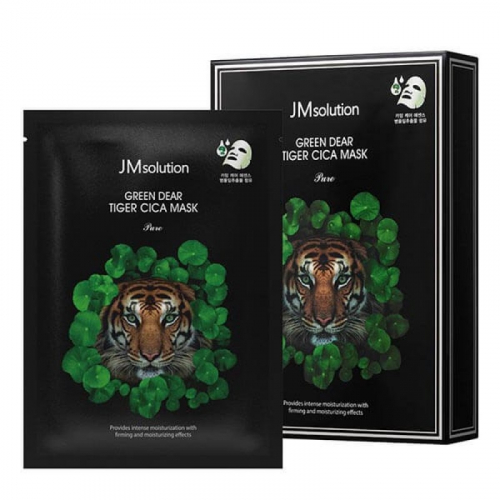 JMsolution Green Dear Tiger Cica Mask 30ML x 10EA - Регенерирующая маска для лица с центеллой