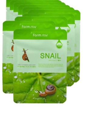 Farm Stay /Тканевая маска для лица с с муцином улитки. Visible Difference Mask Sheet Snail. 10 шт.