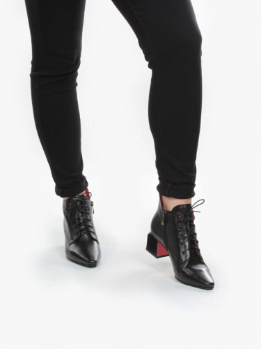 01-CP78-2 BLACK Ботинки демисезонные женские (натуральная кожа, байка)