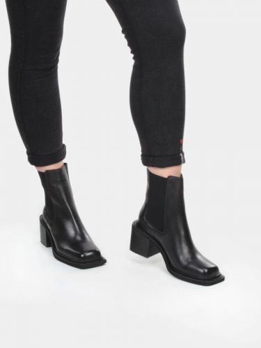 01-E21B-1A BLACK Ботинки демисезонные женские (натуральная кожа, байка)