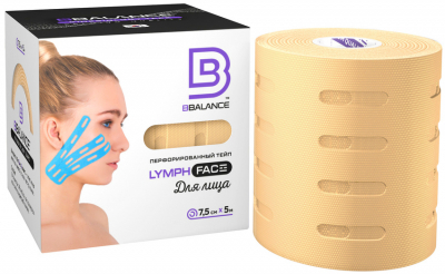 Перфорированный тейп для лица BB LYMPH FACE™ 7,5 см × 5 м хлопок