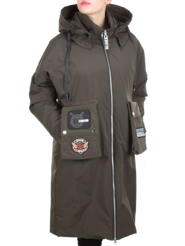 ZW-2306-C SWAMP COLOR Пальто демисезонное женское (100 гр. синтепон) BLACK LEOPARD размер 48