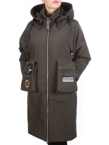 ZW-2306-C SWAMP COLOR Пальто демисезонное женское (100 гр. синтепон) BLACK LEOPARD размер 48