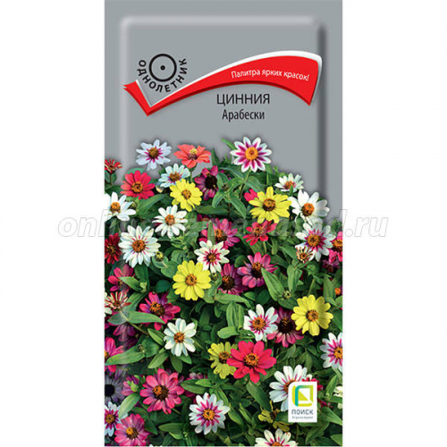 Цветы Цинния Арабески, низкая смесь 0,1 г ц/п Поиск