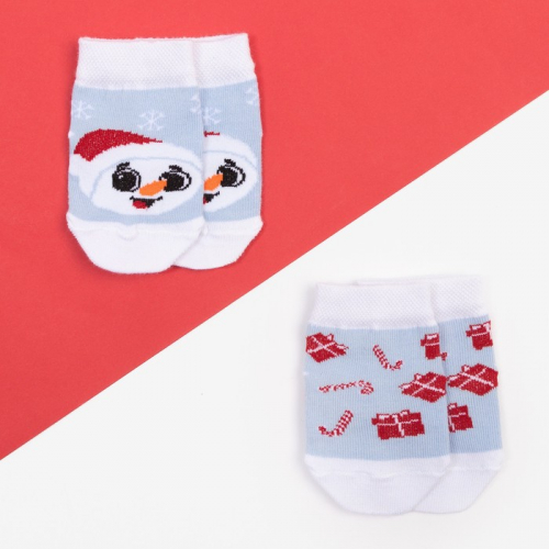 Набор новогодних детских носков Крошка Я «Снеговик», 2 пары, 8-10 см