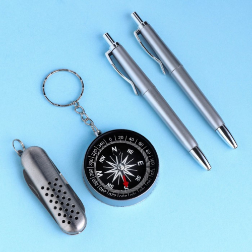 Набор подарочный 4в1 (2 ручки, нож 3в1, компас)